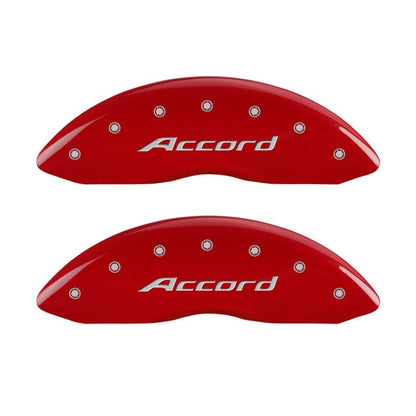 MGP 4 Caliper Covers Engraved Front Accord Engraved Rear Accord Red finish silver ch - JDMuscleSPKmgp20219SACCRD