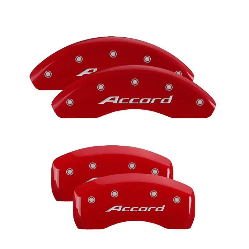 MGP 4 Caliper Covers Engraved Front Accord Engraved Rear Accord Red finish silver ch - JDMuscleSPKmgp20207SACCRD