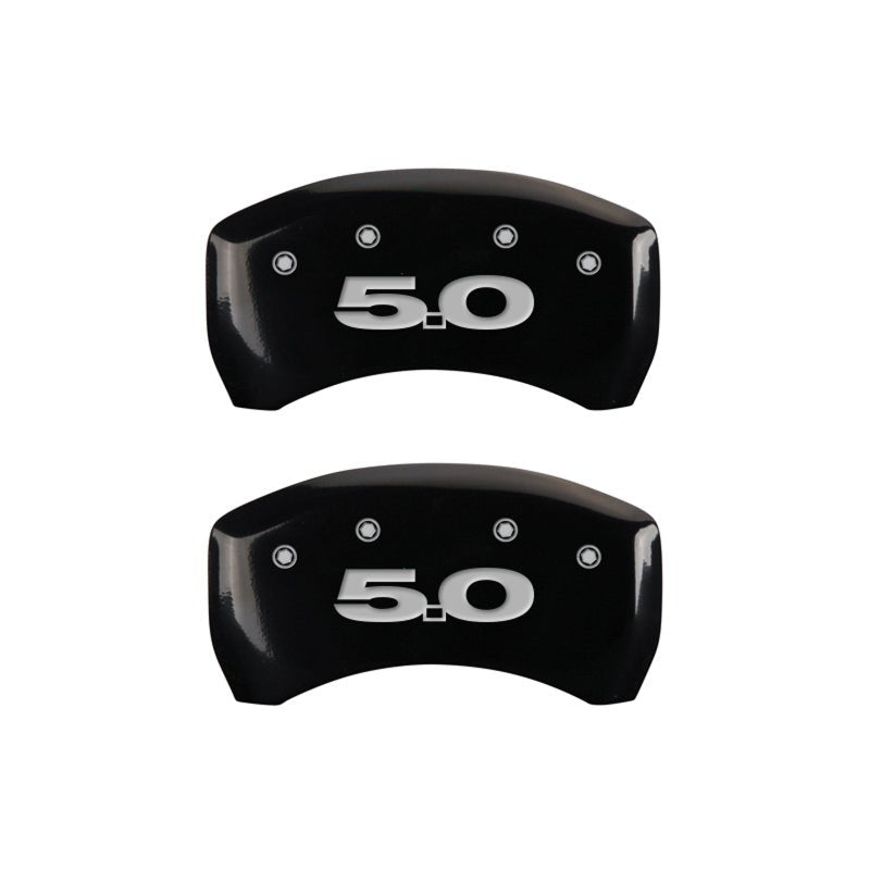MGP 4 Caliper Covers Engraved Front Mustang Engraved Rear 50 Black finish silver ch - JDMuscleShop the look 2mgp10198SM50BK