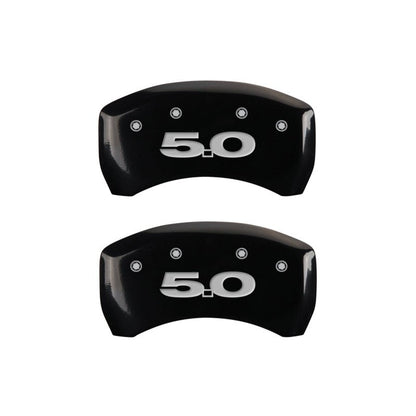 MGP 4 Caliper Covers Engraved Front Mustang Engraved Rear 50 Black finish silver ch - JDMuscleShop the look 2mgp10198SM50BK