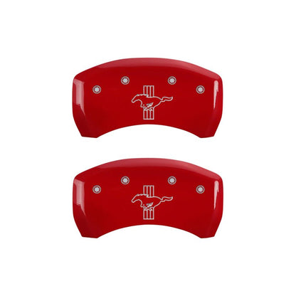 MGP 4 Caliper Covers Engraved Front Mustang Engraved Rear Bar & Pony Red finish silver ch - JDMuscleShop the look 2mgp10198SMBPRD