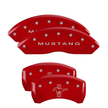 MGP 4 Caliper Covers Engraved Front Mustang Engraved Rear Bar & Pony Red finish silver ch - JDMuscleShop the look 2mgp10198SMBPRD