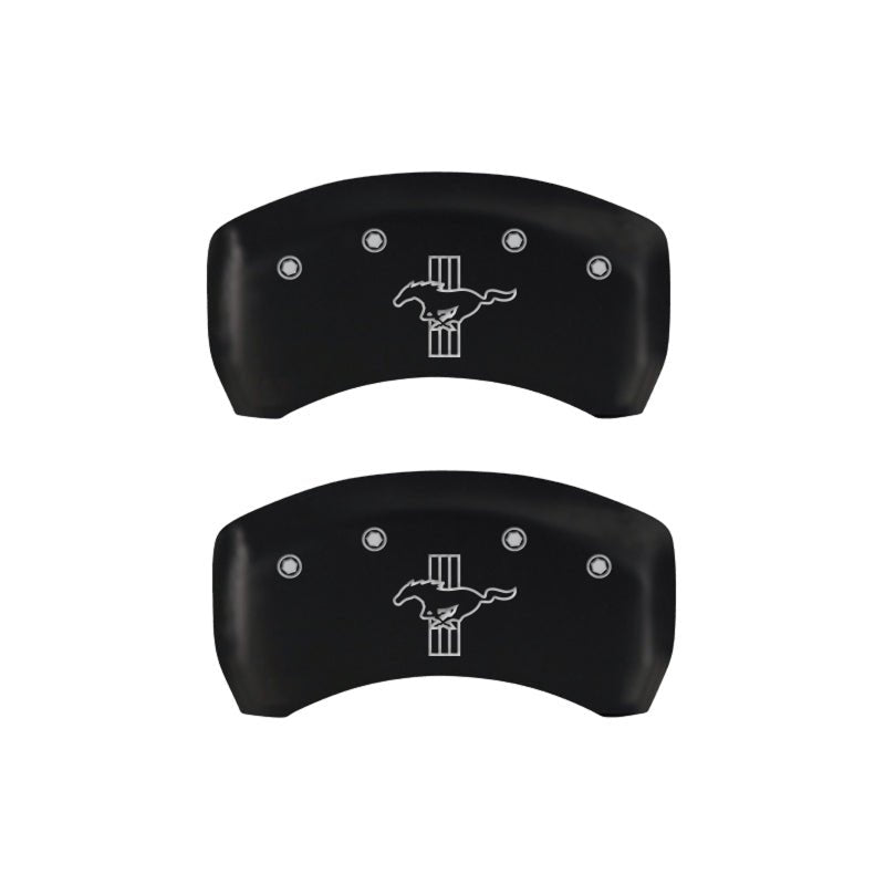 MGP 4 Caliper Covers Engraved Front Mustang Engraved Rear Bar & Pony Red finish silver ch - JDMuscleShop the look 2mgp10198SMBPRD