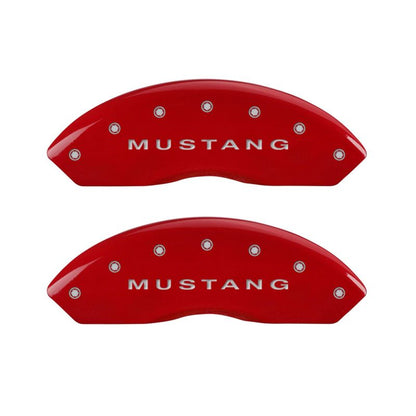 MGP 4 Caliper Covers Engraved Front Mustang Engraved Rear Bar & Pony Red finish silver ch - JDMuscleShop the look 2mgp10198SMBPRD