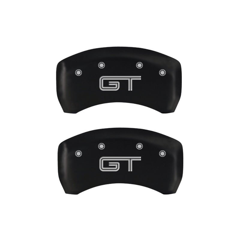 MGP 4 Caliper Covers Engraved Front Mustang Engraved Rear GT Red finish silver ch - JDMuscleShop the look 2mgp10198SMGTRD