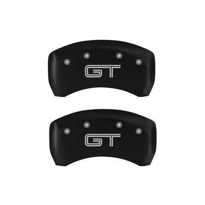 MGP 4 Caliper Covers Engraved Front Mustang Engraved Rear GT Red finish silver ch - JDMuscleShop the look 2mgp10198SMGTRD