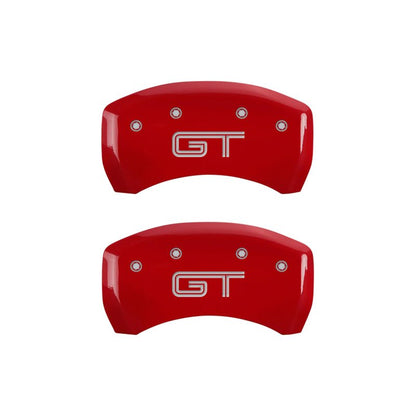 MGP 4 Caliper Covers Engraved Front Mustang Engraved Rear GT Red finish silver ch - JDMuscleShop the look 2mgp10198SMGTRD
