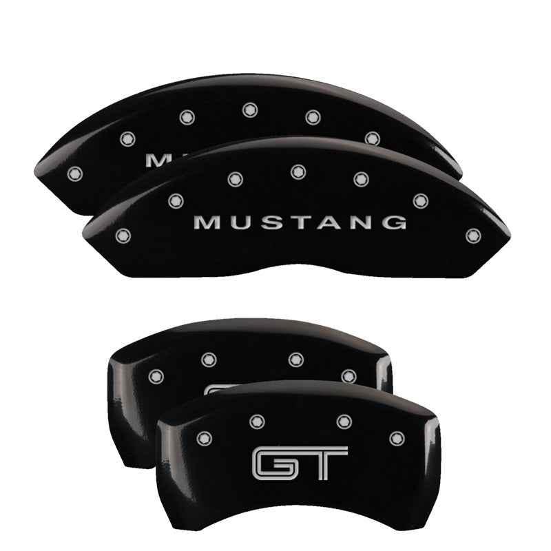 MGP 4 Caliper Covers Engraved Front Mustang Engraved Rear S197/GT Black finish silver ch - JDMuscleShop the look 2mgp10197SMG2BK