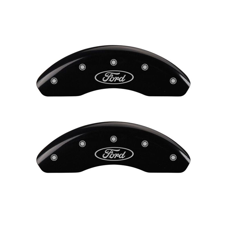 MGP 4 Caliper Covers Engraved Front Mustang Engraved Rear SN95/GT Black finish silver ch - JDMuscleShop the look 2mgp10095SMG1BK