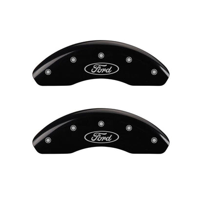 MGP 4 Caliper Covers Engraved Front Mustang Engraved Rear SN95/GT Black finish silver ch - JDMuscleShop the look 2mgp10095SMG1BK