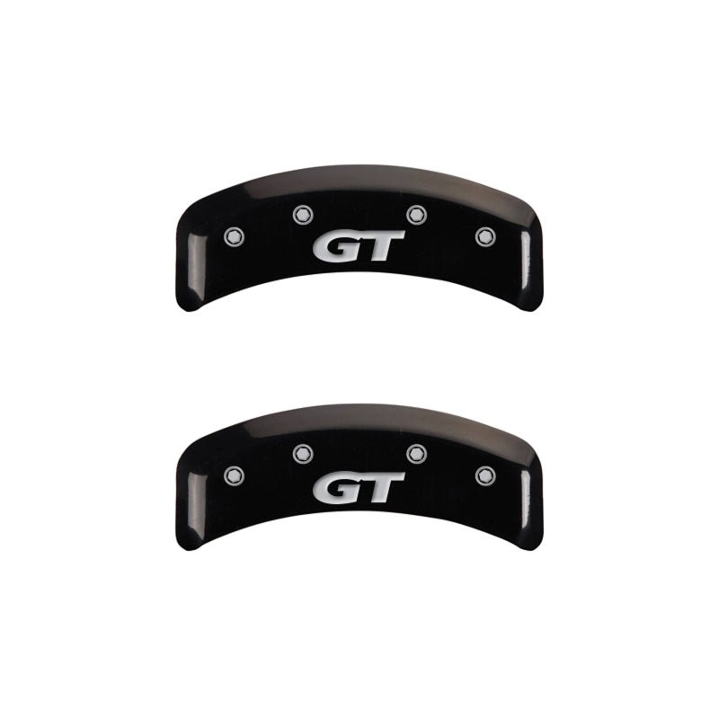 MGP 4 Caliper Covers Engraved Front Mustang Engraved Rear SN95/GT Black finish silver ch - JDMuscleShop the look 2mgp10095SMG1BK