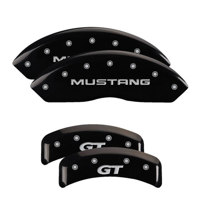MGP 4 Caliper Covers Engraved Front Mustang Engraved Rear SN95/GT Black finish silver ch - JDMuscleShop the look 2mgp10095SMG1BK