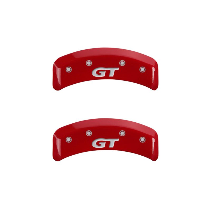 MGP 4 Caliper Covers Engraved Front Mustang Engraved Rear SN95/GT Red finish silver ch - JDMuscleShop the look 2mgp10095SMG1RD