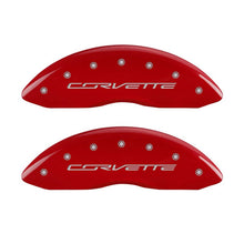 MGP Brake Caliper Covers for Chevrolet Corvette C7 – Red Powder Coat Finish with Silver Engraving | mgp13009SCV7RD - JDMuscleSPK89267