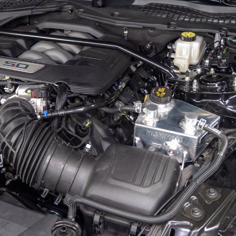 Mishimoto 2024+ Ford Mustang V8/2.3L EcoBoost Expansion Tank - Black - JDMuscleShop the look 2misMMRT-MUS-24MWBK