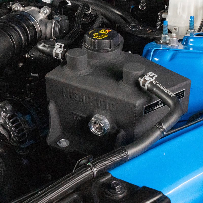 Mishimoto 2024+ Ford Mustang V8/2.3L EcoBoost Expansion Tank - Black - JDMuscleShop the look 2misMMRT-MUS-24MWBK