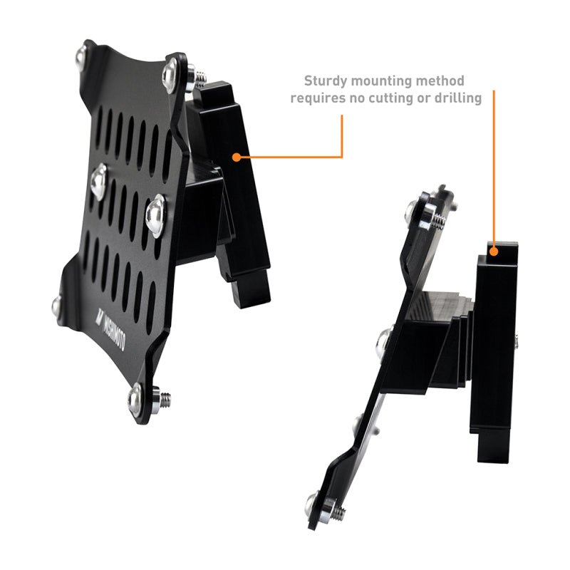 Mishimoto 21+ Ford Mustang Mach - E License Plate Relocation Kit - Adjustable Steel Bracket with Micro - Wrinkle Black Finish | misMMLP - MME - 21 - JDMuscleSPK774205