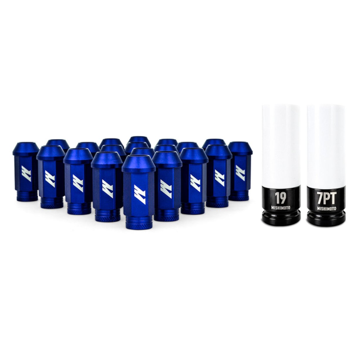 Mishimoto Aluminum Locking Lug Nuts M12x1.25 20pc Set Blue | MMLG - 125 - 20LBL - JDMuscleLug NutsmisMMLG-125-20LBL