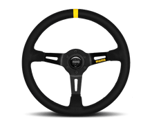 Momo MOD08 Steering Wheel 350 mm - Black Suede/Black Spokes/1 Stripe - JDMuscleSPKmomR1908/35S