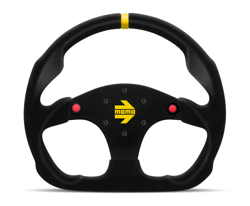 Momo MOD30 Buttons Steering Wheel 320 mm - Black Suede/Black Spokes/1 Stripe - JDMuscleSPKmomR1960/32SHB