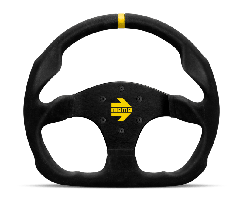 Momo MOD30 Steering Wheel 320 mm - Black Suede/Black Spokes/1 Stripe - JDMuscleSPKmomR1960/32S