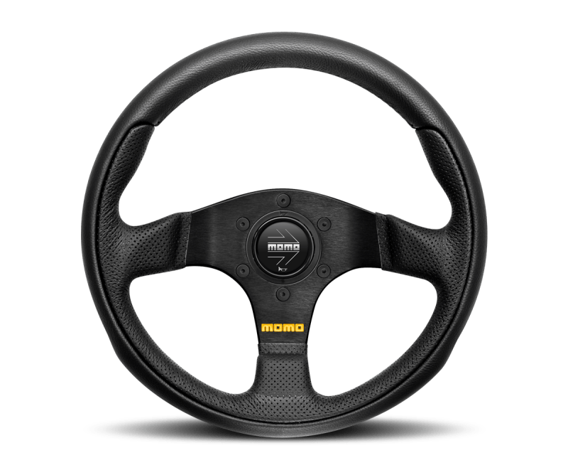 Momo Team Steering Wheel 300 mm - 4 Black Leather/Black Spokes - JDMuscleSPKmomTEA30BK0B