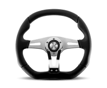 Momo Trek RSteering Wheel - Trek R/350 mm mmeter - Black AirLeather/Brshd Al Spokes - JDMuscleSPKmomTRK-R35BK0B