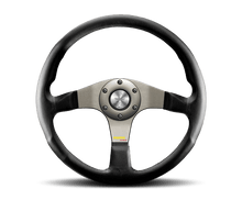 Momo Tuner Steering Wheel 350 mm - Black Leather/Red Stitch/Black Spokes - JDMuscleSPKmomTUN35BK0B