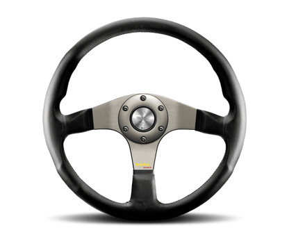 Momo Tuner Steering Wheel 350 mm - Black Leather/Red Stitch/Black Spokes - JDMuscleSPKmomTUN35BK0B