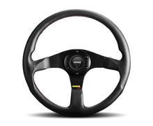 Momo Tuner Steering Wheel 350 mm - Black Leather/Red Stitch/Black Spokes - JDMuscleSPKmomTUN35BK0B