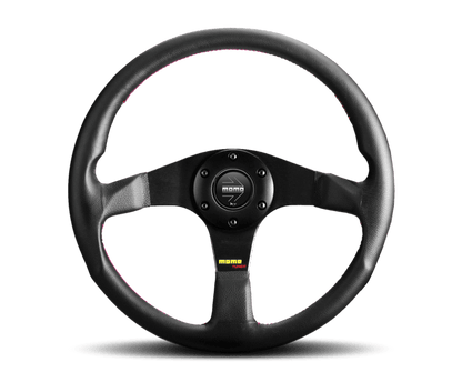 Momo Tuner Steering Wheel 350 mm - Black Leather/Red Stitch/Black Spokes - JDMuscleSPKmomTUN35BK0B