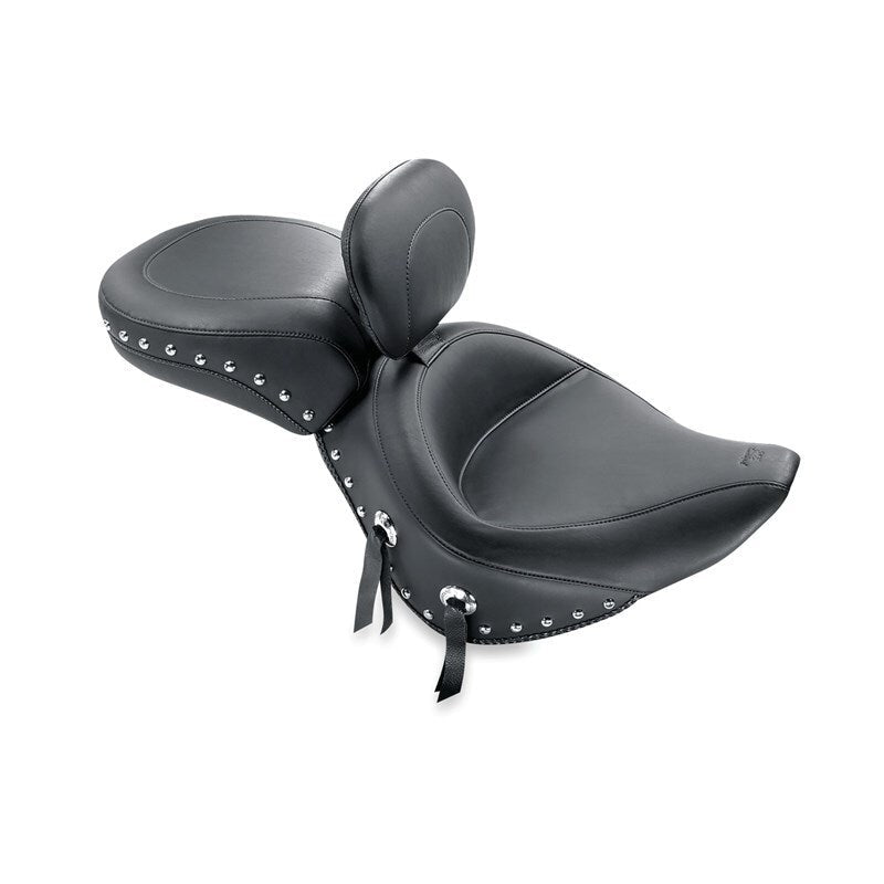 Mustang 00 - 15 Harley Softail Std Rear Tire Wide Touring Solo Seat w/Driver Backrest w/Studs - Black - JDMuscleShop the look 2mmp79485