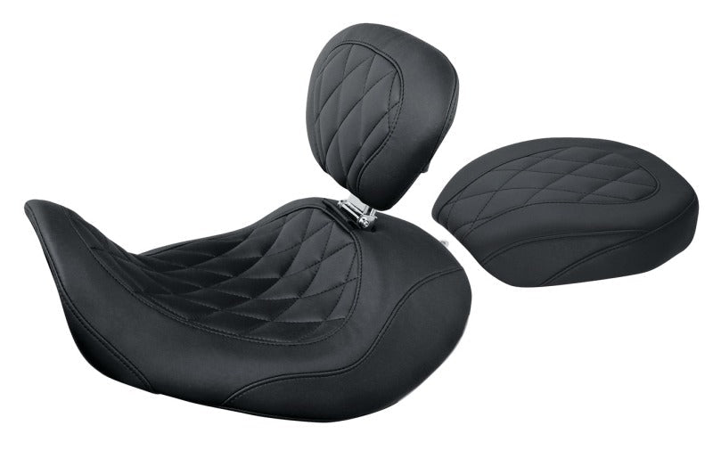Mustang 06 - 17 Harley Dyna Wide Tripper Forward Passenger Seat Diamond Stitch - Black - JDMuscleShop the look 2mmp76705