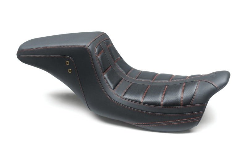 Mustang 08 - 21 HD Electra Glide,Rd Glide,Rd King,St Glide Squareback 1PC Seat - Black w/Red Stitching - JDMuscleShop the look 2mmp75239AB