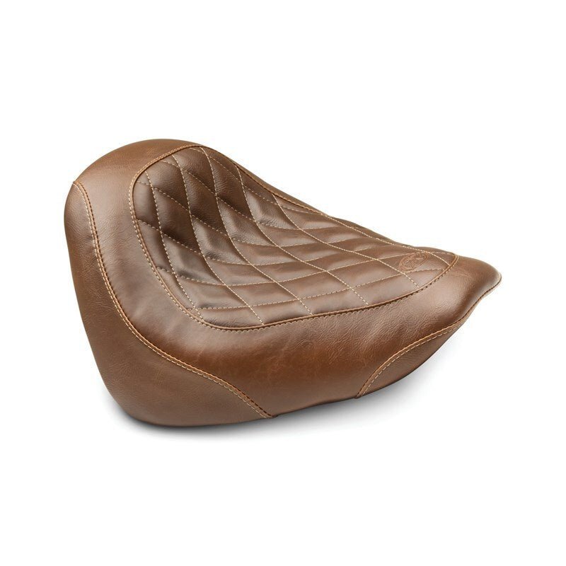 Mustang 18 - 21 Harley Fat Bob Wide Tripper Solo Seat Diamond Stitch - Brown - JDMuscleShop the look 2mmp83014