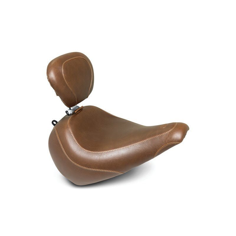 Mustang 18 - 21 Harley Fat Boy Wide Tripper Solo Seat w/ Driver Backrest - Brown - JDMuscleShop the look 2mmp83019