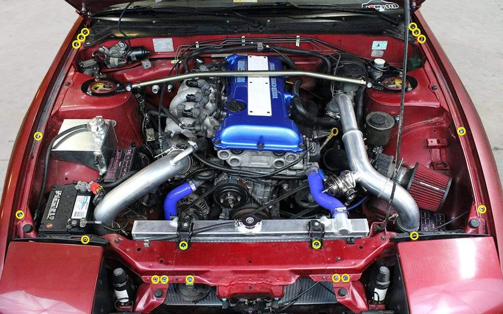 Nissan Silvia S13 (1989 - 1995) Titanium Partial Engine Bay Kit - JDMuscleHardware KitsNIS-045-Ti-SLKOil Slick