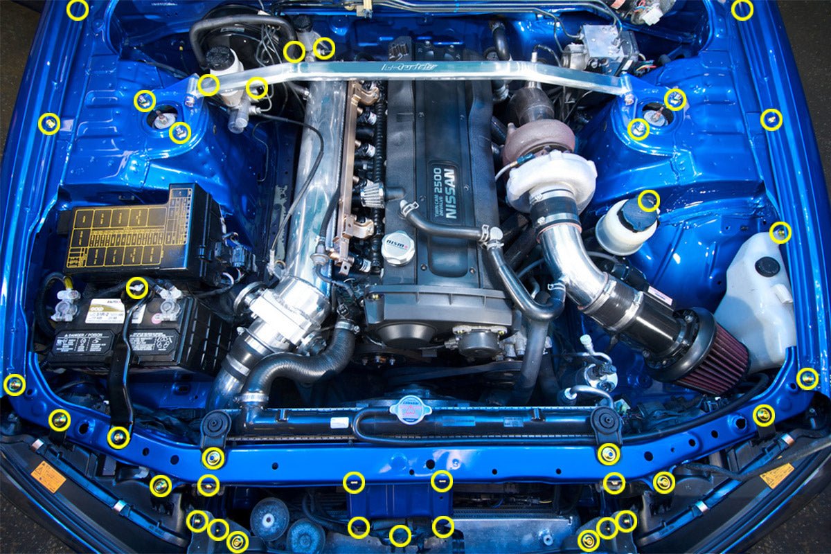 Nissan Skyline R34 (1998 - 2002) Titanium Engine Bay Kit - JDMuscleHardware KitsNIS-034-Ti-GLDGold