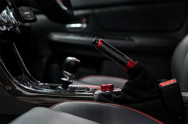 OLM [15 - 21 WRX/STI, 13 - 22 FR - S/BRZ/86, 14 - 18 Forester, 13+ Crosstrek] Signature Series E - brake Handle - Black Carbon w/Red | A.70217.1 - RD - JDMuscleInterior AccessoriesOLMA.70217.1-RD