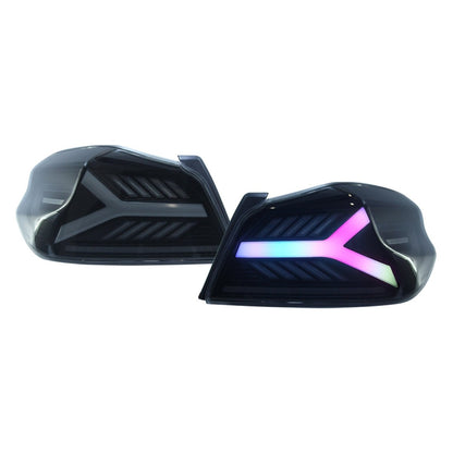 OLM [15 - 21 WRX/STI] Y - Spec LED Taillights (Smoke Lens White Optic w/RGB) | E.47004.1 - RGB - JDMuscleTail LightsOLME.47004.1-RGB