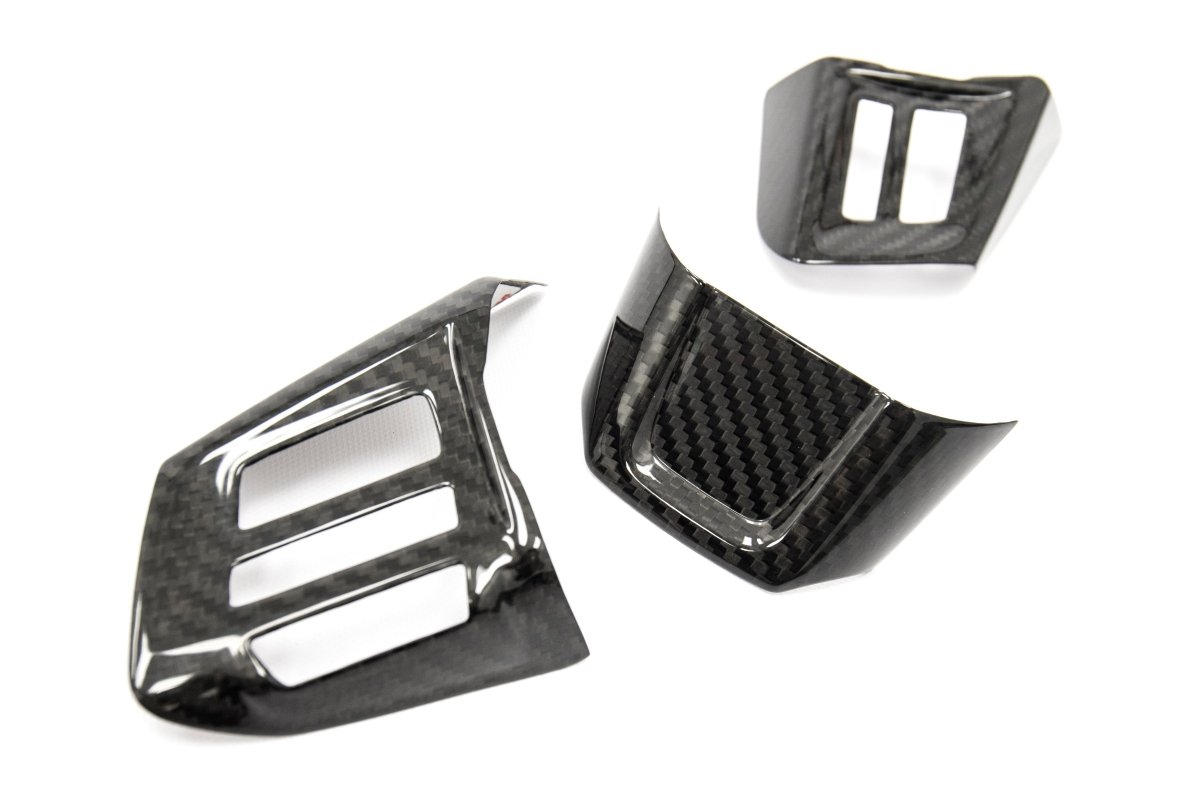 OLM Carbon Fiber Steering Wheel Covers - 2015 Subaru WRX / 2015 STI (MT) - JDMuscleOLMSTR-WRX15-B-DCF