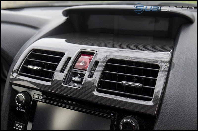 OLM LE Pre - preg Carbon Fiber Center AC Trim Covers - 2016 - 2021 Subaru WRX / STI 2014 - 2018 Forester 2016 - 2017 Crosstrek - JDMuscleOLM6-CENTER-ACVENT
