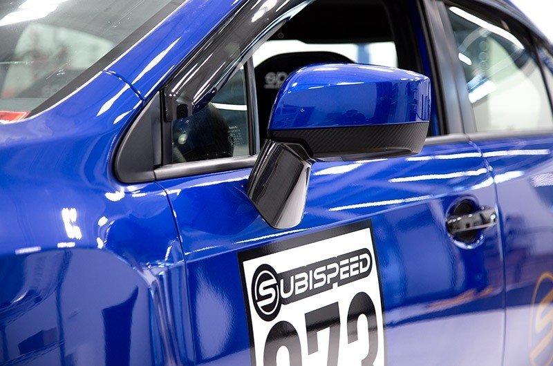 OLM LE Pre - preg Carbon Fiber Lower Mirror Mount Cover - 2015 - 2021 Subaru WRX / STI / 2015 - 2017 Crosstrek - JDMuscleOLMA.70093.1