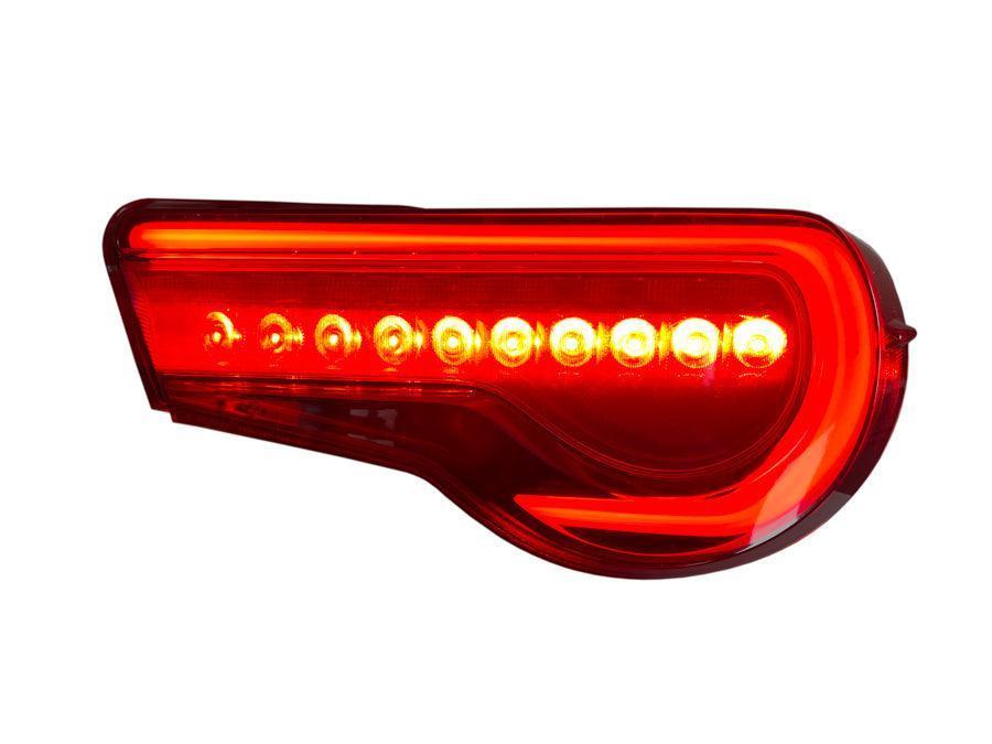 OLM OE Plus Linear Style Sequential Tail Light Overlays (Dark, Light, Red, or Yellow) - 2017 - 2021 Toyota 86 / Subaru BRZ - JDMuscleTaillightsSF-1786TL-RDRed
