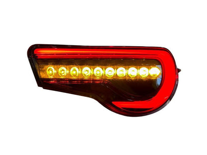 OLM OE Plus Linear Style Sequential Tail Light Overlays (Dark, Light, Red, or Yellow) - 2017 - 2021 Toyota 86 / Subaru BRZ - JDMuscleTaillightsSF-1786TL-DSDark Smoke