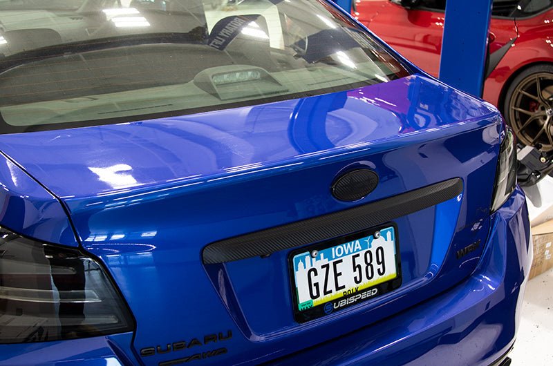 OLM Paint Matched Trunk Hole Delete for OEM Short Spoiler - World Rally Blue - 2015 - 2021 Subaru WRX / STI - JDMuscleOLMA.70174.1-K7X