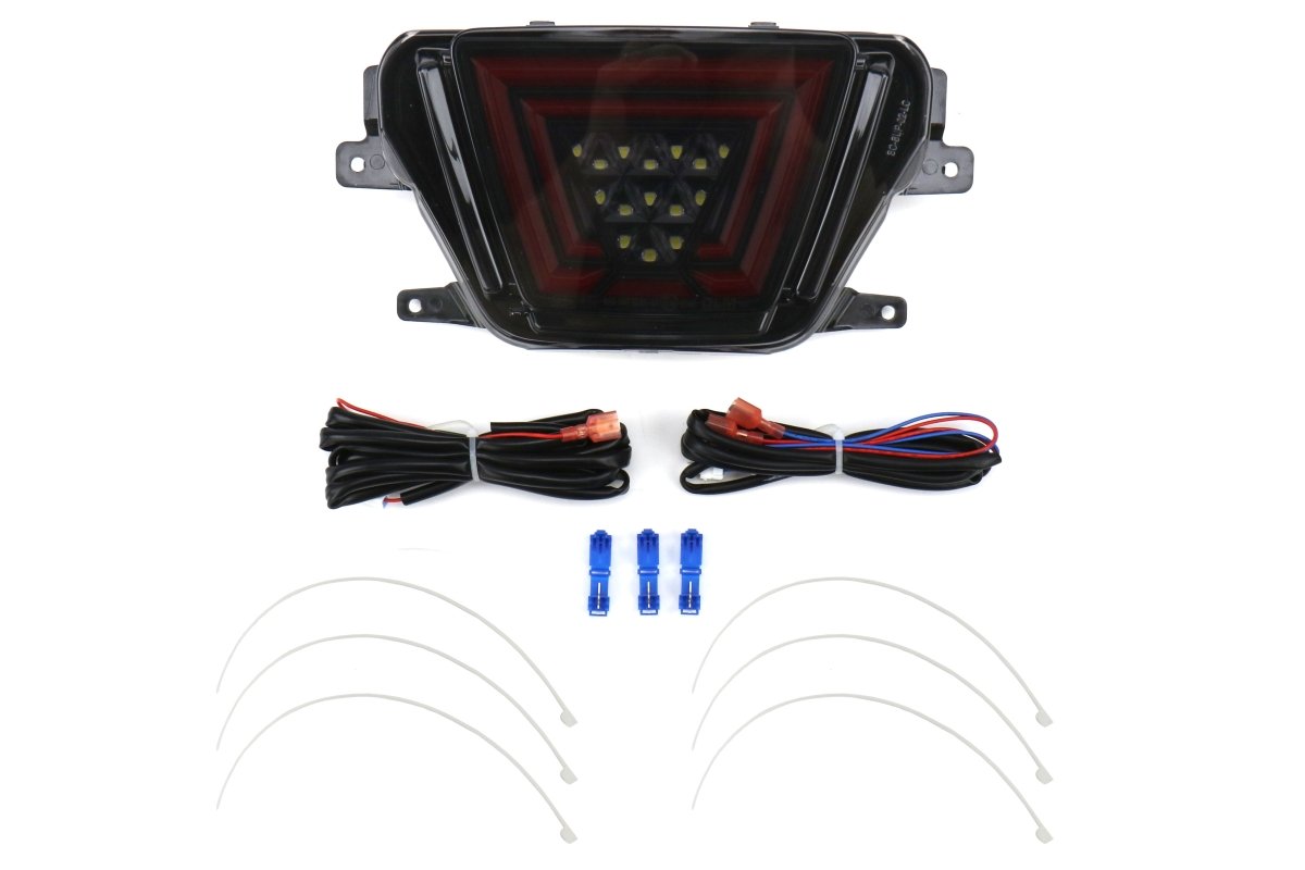 OLM V1 F1 Style Rear Brake / Fog / Reverse Light - Smoke Lens / Gloss Black Base / Red Bar) - 2020 - 2024 Toyota GR Supra - JDMuscleOLMA.70222.4