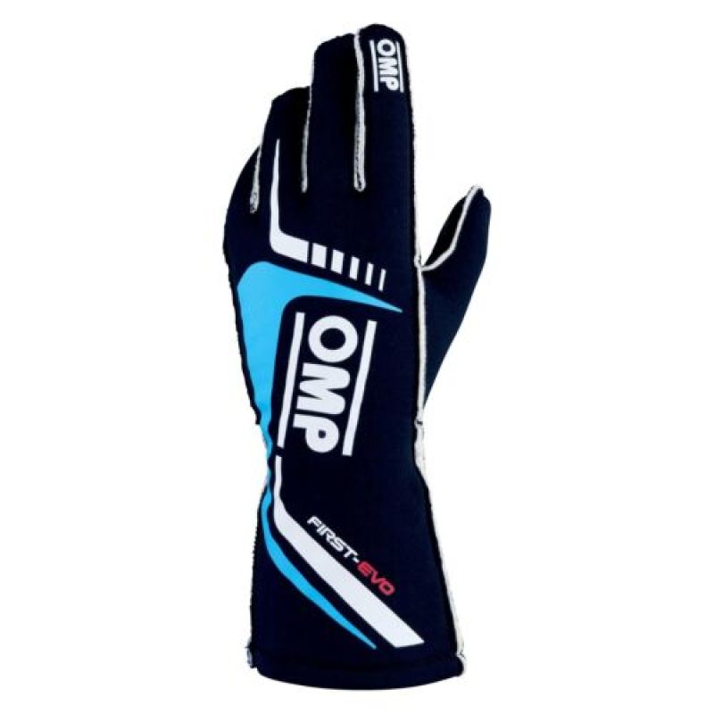 OMP First Evo Gloves Blu Navy/Ciano - Size S | Fia 8856 - 2018 - JDMuscleSPKompIB0-0767-A01-244-S