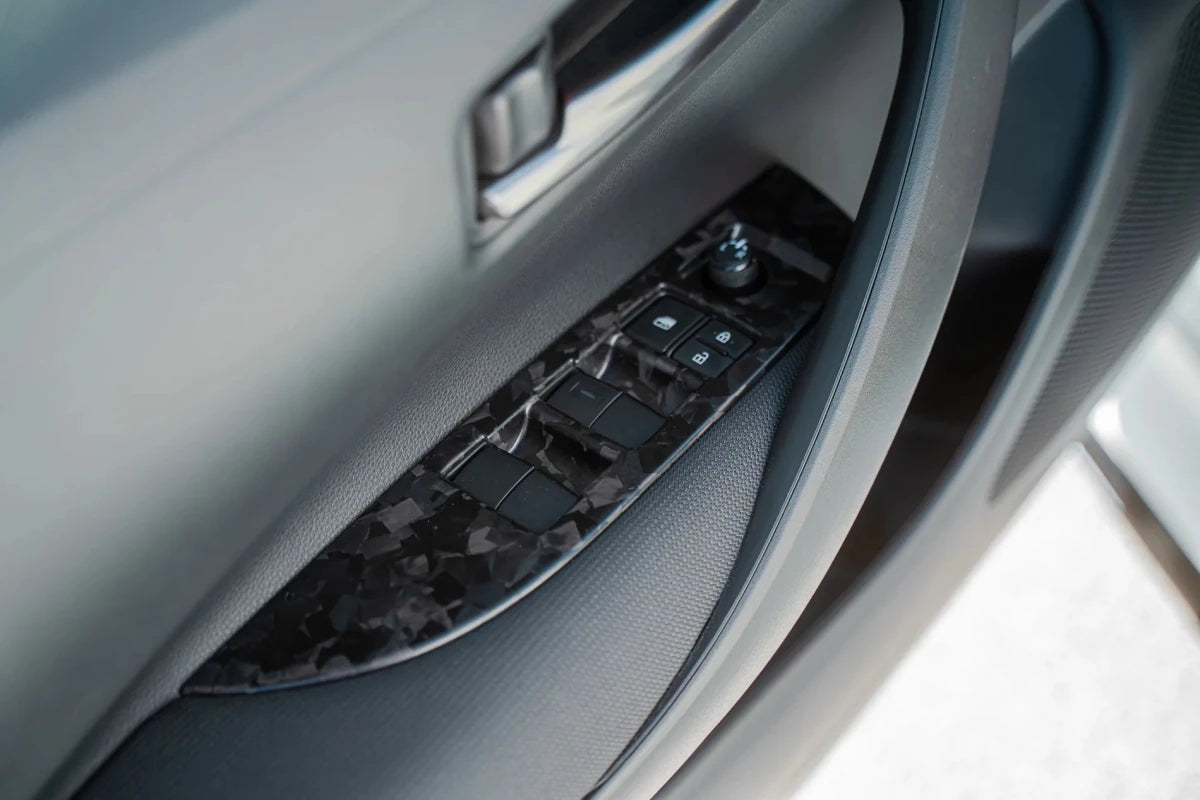 OM'S Racing [23 - 26 GR Corolla, 19 - 26 Corolla Hatchback] Forged Carbon Door Switch Panel Set - LHD | TMS - 74231 - TEA15 - JDMuscleTrim KitstmsTMS-74231-TEA15