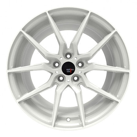 Option Lab R716 Onyx White 18x8.5 +40 5x108 | L16 - 88551 - 40 - WHT - JDMuscleWheelsL16-88551-40-WHT